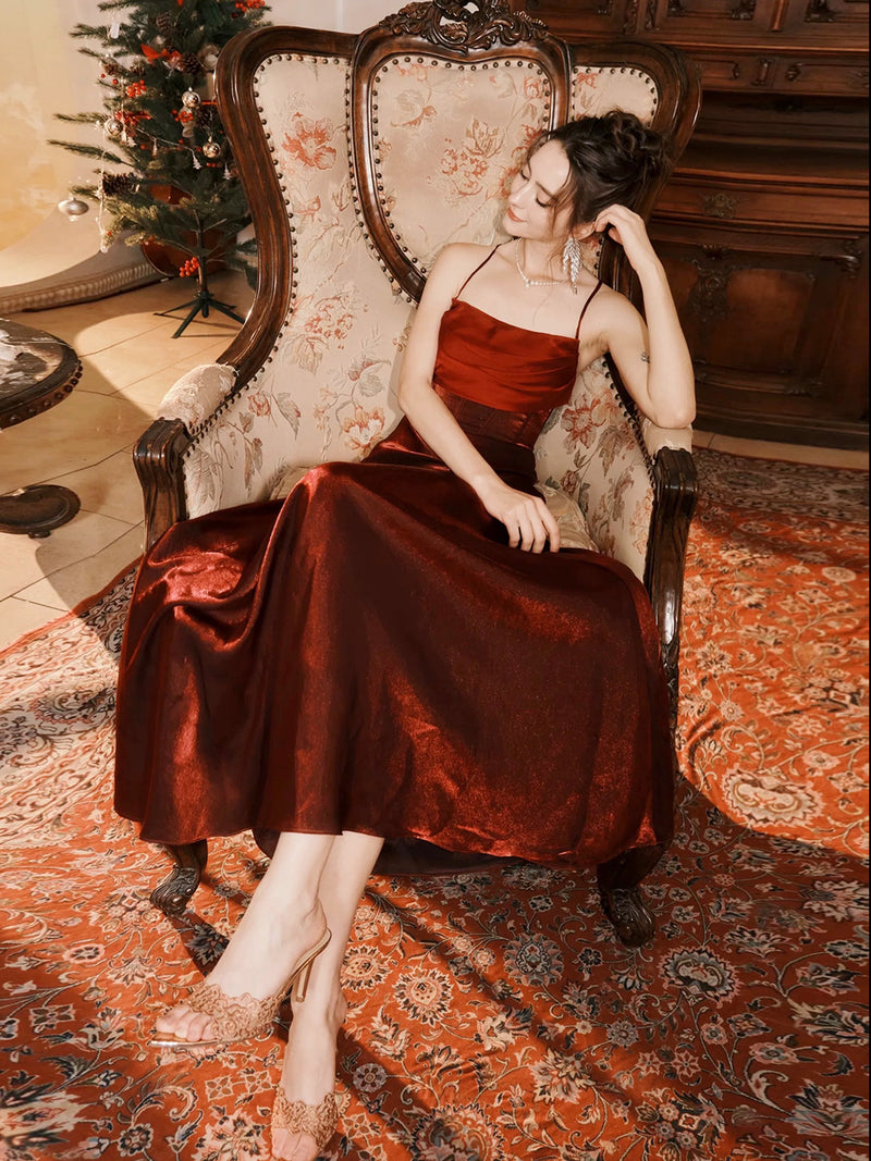 burgundy dress backless line Elegant Sydney Maxi Dress in Wine main image 0