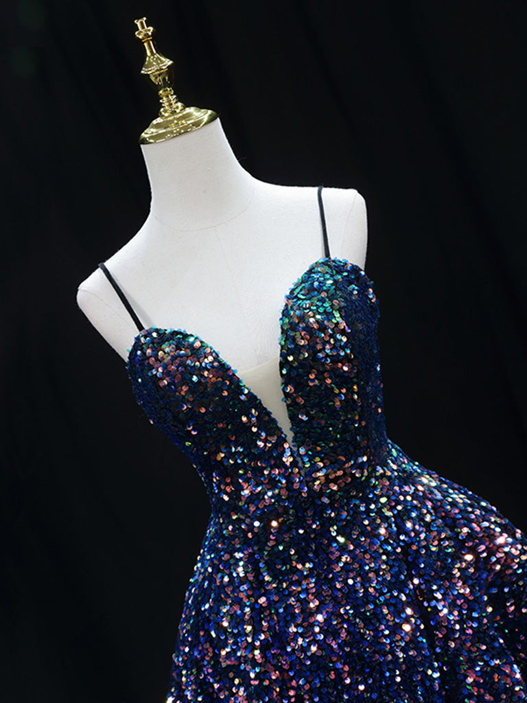 Simple Sequin Blue Short Prom Dress, Blue Homecoming Dress US 12 / Custom Color Simple Sequin Blue Short Prom Dress, Blue Homecoming Dress US 12 / Custom Color