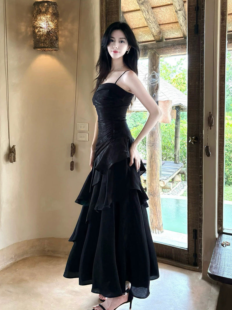 lulu prom dress Simple Off-the-shoulder Floor Length Black Prom Dress US 4 / Black