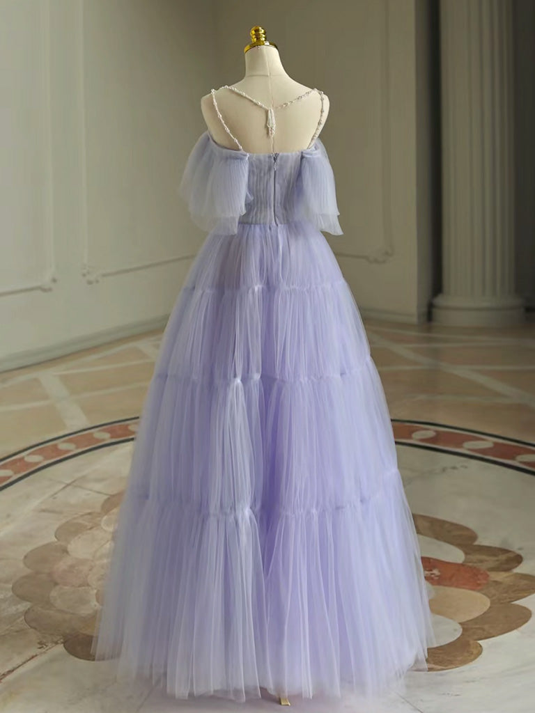 light purple graduation dress A-Line Tulle Purple Long Prom Dress, Purple Long Graduation Dress US 12 / Custom Color