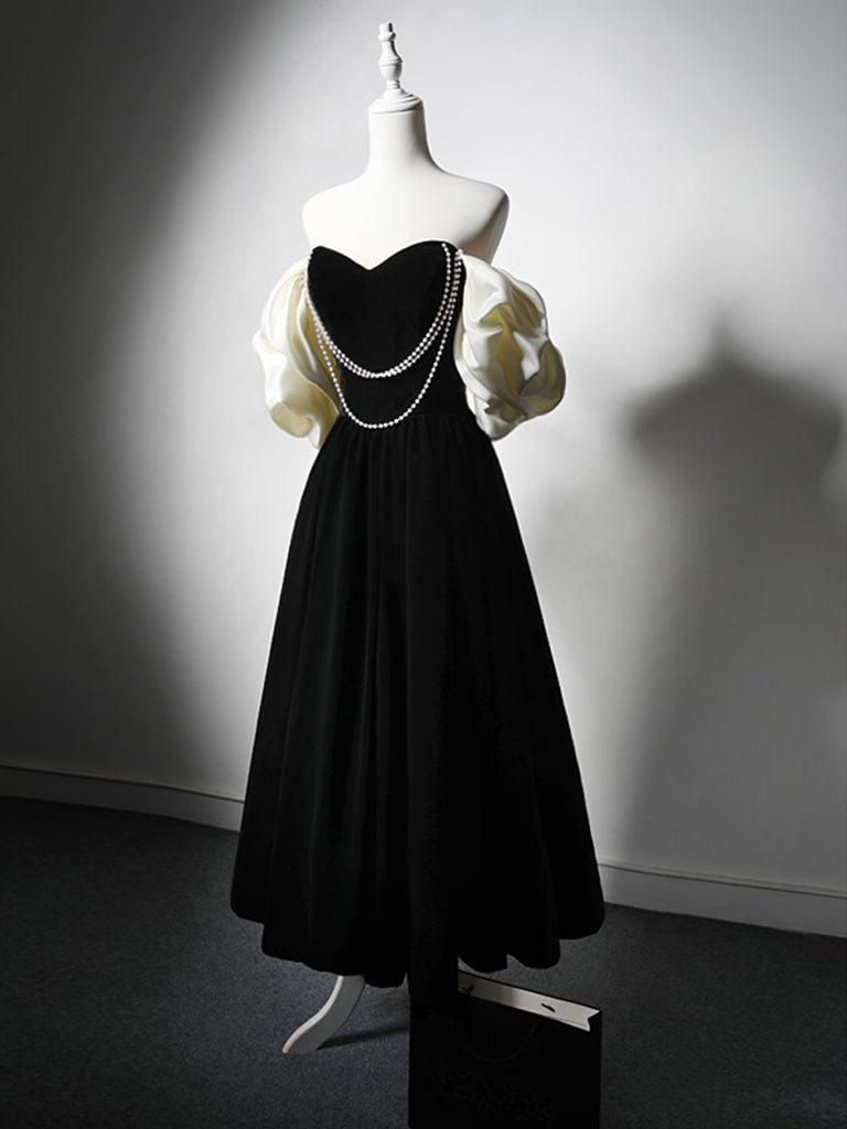 Black Velvet Floor Length Prom Dress, Off the Shoulder A-Line Evening Party Dress US 2 / Black Black Velvet Floor Length Prom Dress, Off the Shoulder A-Line Evening Party Dress US 2 / Black