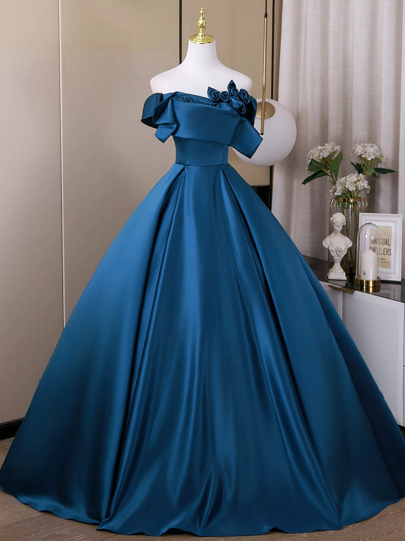 Off the Shoulder Blue Satin Long Prom Dresses, Off Shoulder Blue Long Formal Evening Dresses, US 10 / Blue as Picture / No Rush Off the Shoulder Blue Satin Long Prom Dresses, Off Shoulder Blue Long Formal Evening Dresses, US 10 / Blue as Picture / No Rush