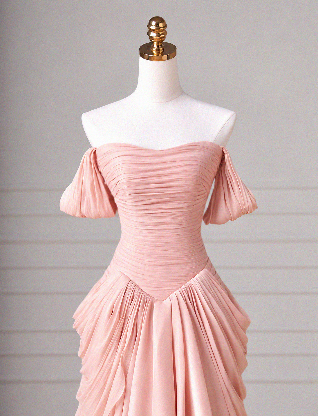 A-line Sweetheart Neck Off Shoulder Pink Long Prom Dress