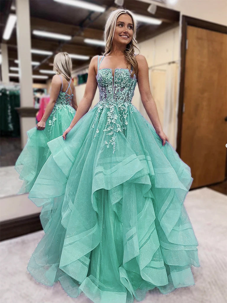 Shiny A Line Open Back Fluffy Lilac Lace Long Prom Dresses, Lilac Lace Formal Dresses, US 16 / Picture Color / With Rush+$19.99 Shiny A Line Open Back Fluffy Lilac Lace Long Prom Dresses, Lilac Lace Formal Dresses, US 16 / Picture Color / With Rush+$19.99