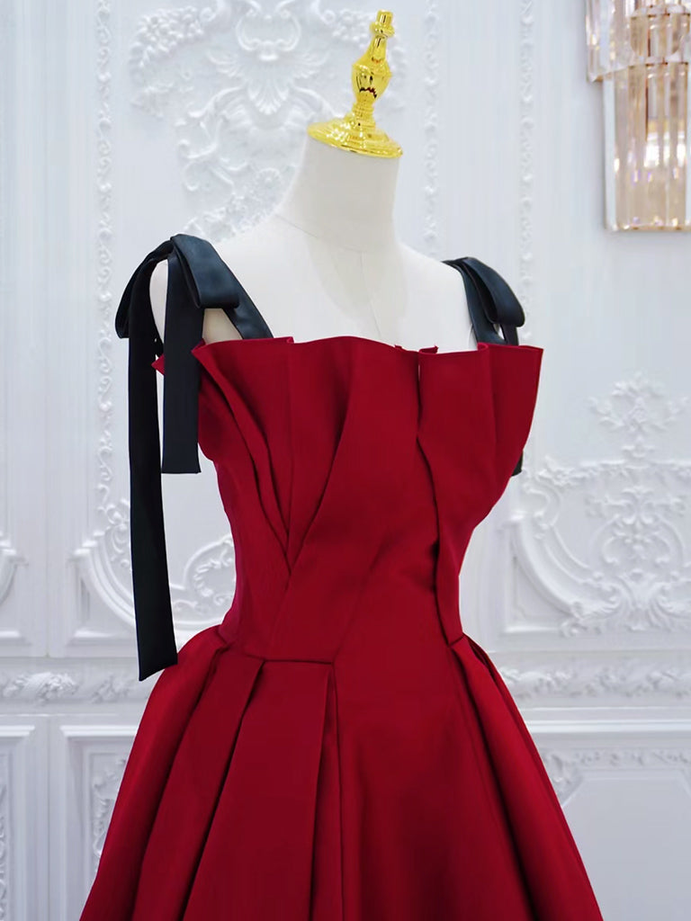 A-Line Burgundy Satin Long Prom Dress, Burgundy Long Formal Dress US 12 / Burgundy A-Line Burgundy Satin Long Prom Dress, Burgundy Long Formal Dress US 12 / Burgundy