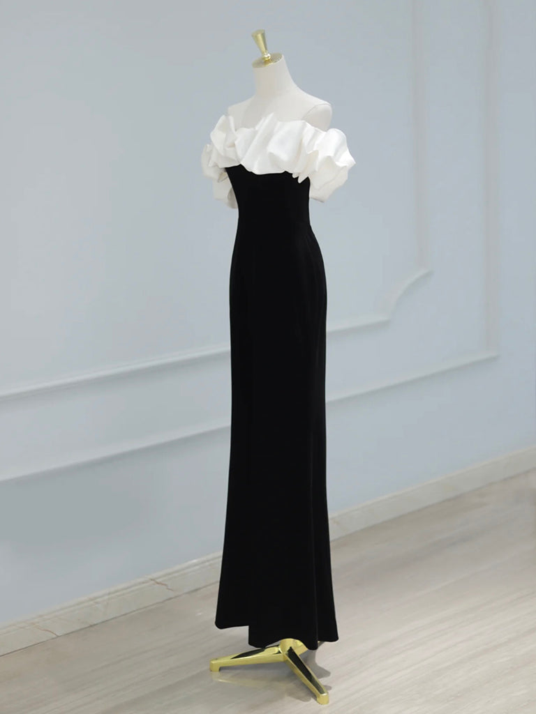 Mermaid Off Shoulder Velvet Satin Black Long Prom Dress,Black Long Party Dress US 8 / Custom Color Mermaid Off Shoulder Velvet Satin Black Long Prom Dress,Black Long Party Dress US 8 / Custom Color