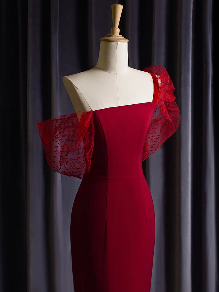 burgundy one shoulder prom dress Flower Burgundy One Shoulder Prom Dresses
