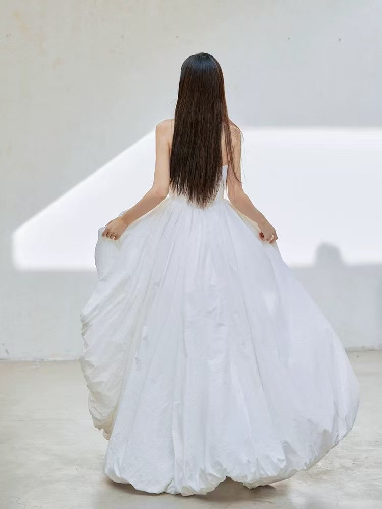 Unique A-line Floor Length White Prom Dress, White Formal Dress