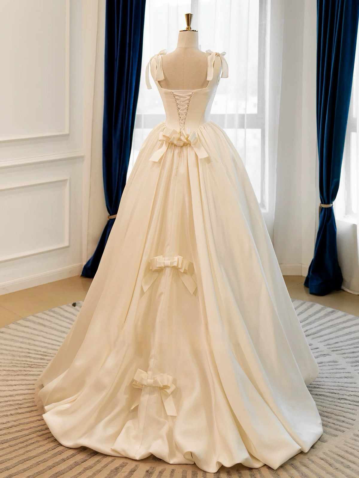 A-line Taffeta ivory Long Prom Dress, ivory Long Formal Dress