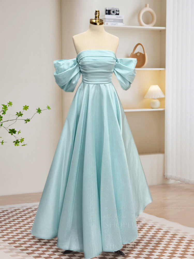A-Line Off Shoulder Blue Long Prom Dress, Blue Long Formal Dress shopluu A-Line Off Shoulder Blue Long Prom Dress, Blue Long Formal Dress shopluu
