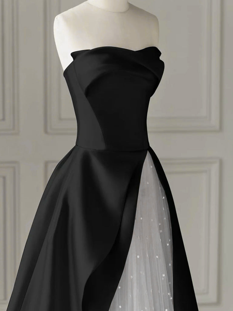 A-Line Tulle Satin Black/White Long Prom Dress. Black Long Formal Dress US 2 / Black/White A-Line Tulle Satin Black/White Long Prom Dress. Black Long Formal Dress US 2 / Black/White