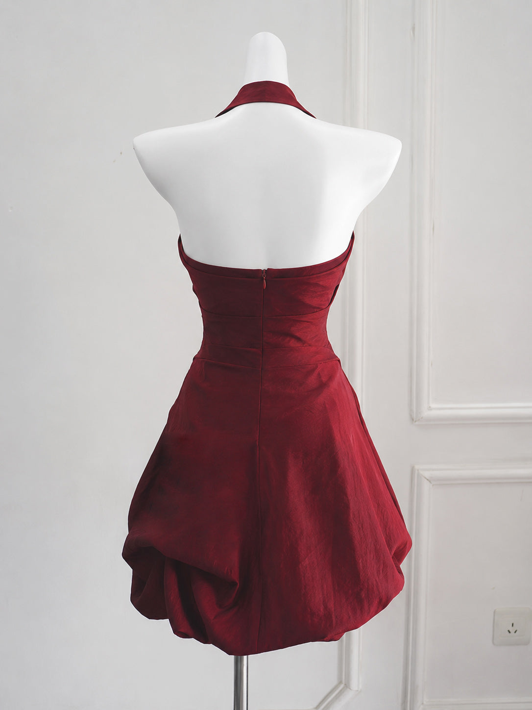 Burgundy Taffeta Mini Short Prom Dress, Burgundy Homecoming Dress
