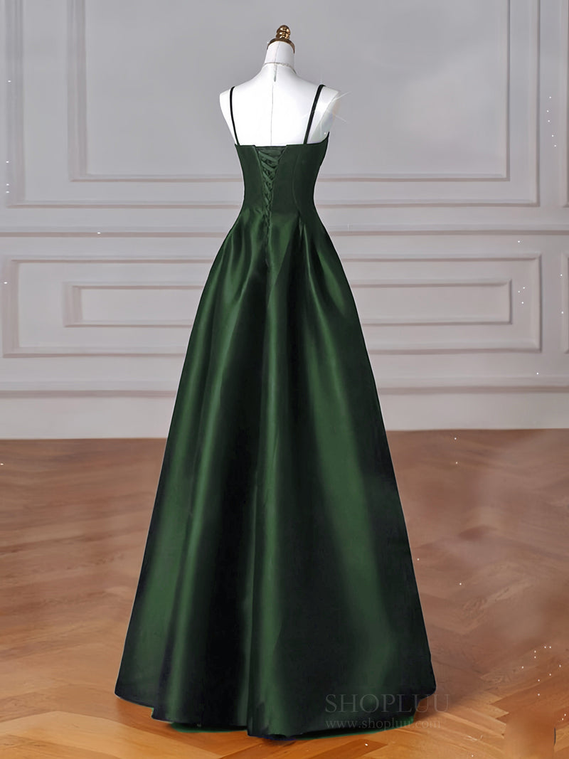 Simple A-Line Olive Green Satin Long Prom Dress, Olive Green Long Formal Dress Custom Size / Custom Color Simple A-Line Olive Green Satin Long Prom Dress, Olive Green Long Formal Dress Custom Size / Custom Color