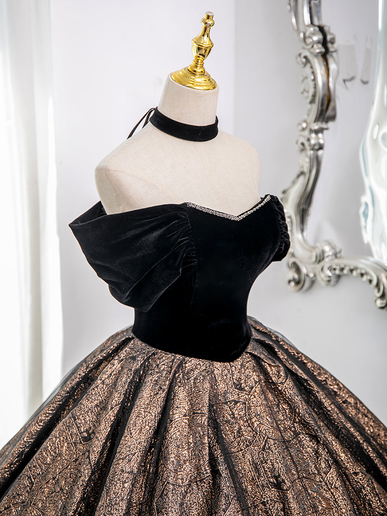 Black Velvet and Tulle Long Formal Dress, A-Line Off the Shoulder Prom Party Dress US 12 / Black Black Velvet and Tulle Long Formal Dress, A-Line Off the Shoulder Prom Party Dress US 12 / Black