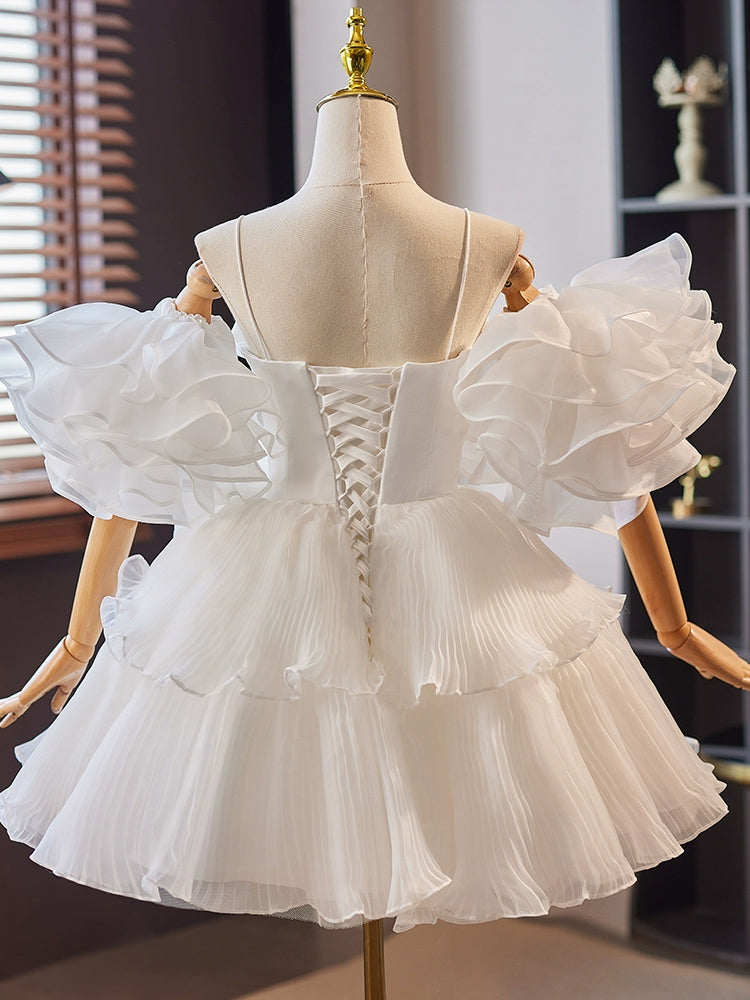 white ruffle homecoming dress Leely Women Satin Short White Homecoming Dress with Ruffles Strapless Corset Bodycon Cocktail Dress