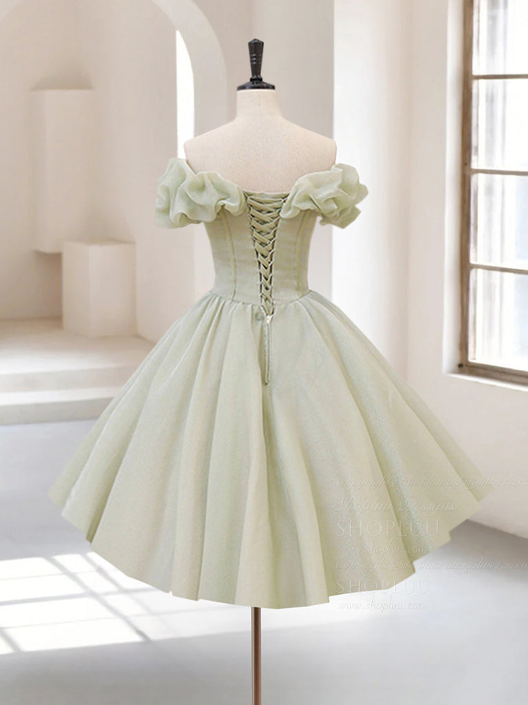 short prom dresses lime green Neon Green Short Cocktail Prom Dress with Ruffles Size 22W / Green