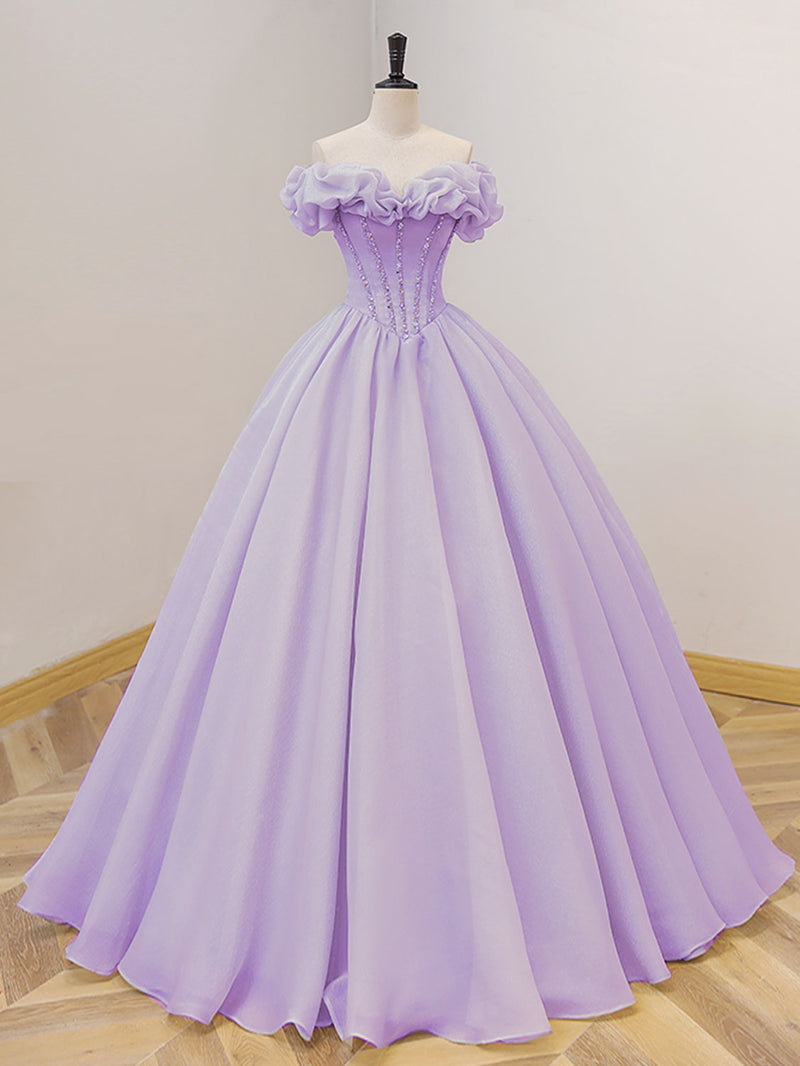 Purple A-Line Off Shoulder Long Prom Dresses, Purple Sweet 16 Dress US 2 / Purple Purple A-Line Off Shoulder Long Prom Dresses, Purple Sweet 16 Dress US 2 / Purple