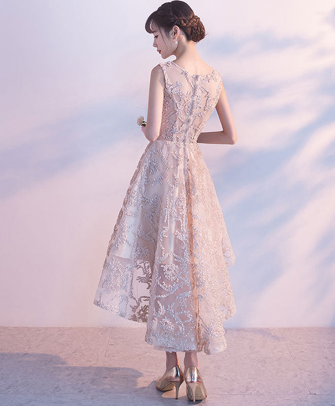 Champagne High Low Short Prom Dress, Cute Homecoming Dress – shopluu