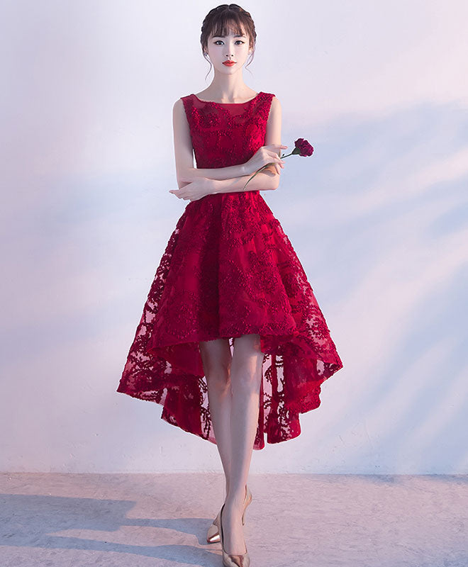 Burgundy High Low Short Prom Dress, Homecoming Dress US 4 / Burgundy Burgundy High Low Short Prom Dress, Homecoming Dress US 4 / Burgundy