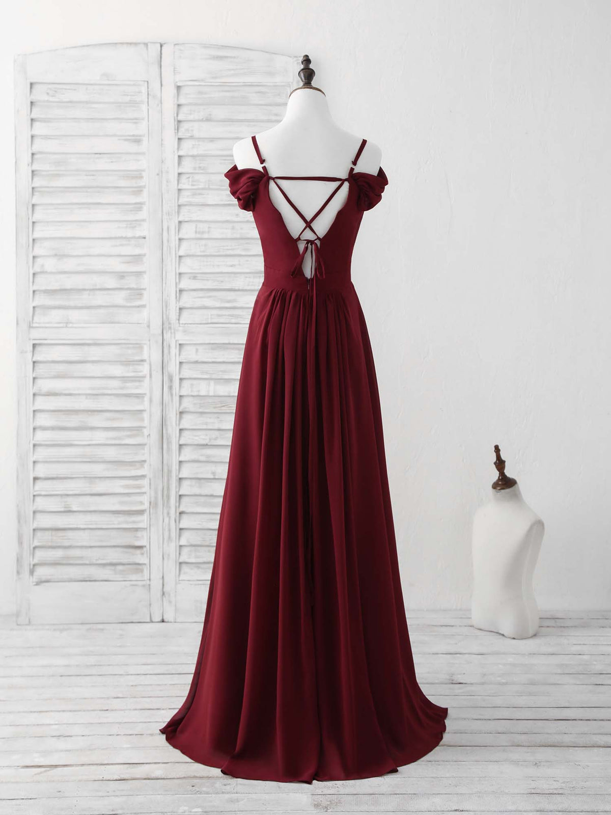 Blue Lace Chiffon Long Prom Dress Blue Bridesmaid Dress