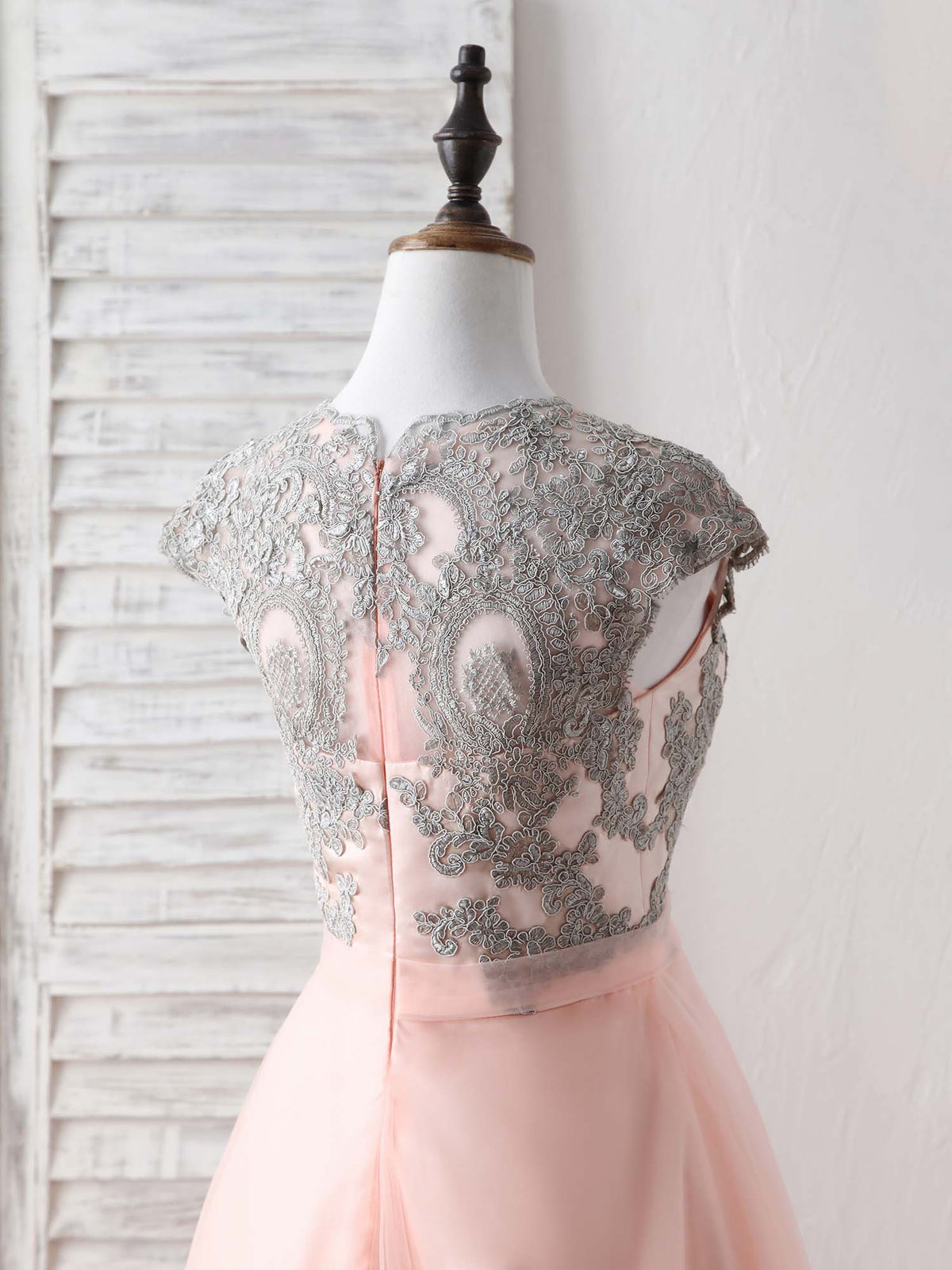 Elegant Tulle Lace Applique Long Prom Dress Tulle Evening Dress