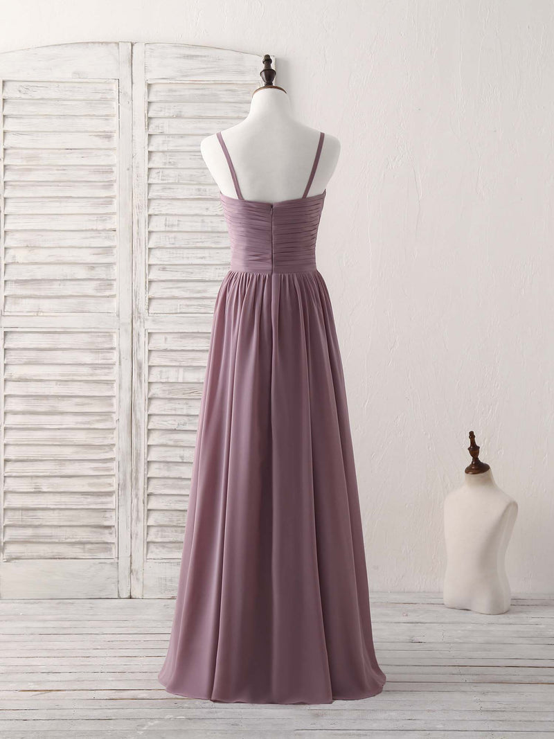 Simple V Neck Chiffon Long Prom Dress Dark Pink Bridesmaid Dress Custom Size / Dark Purple(As Picture)