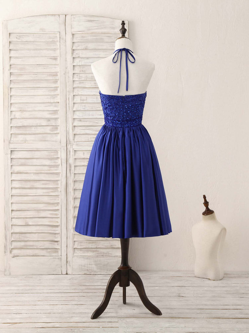 Royal Blue Satin Beads Short Prom Dress Blue Homecoming Dress Custom Size / Custom Color Royal Blue Satin Beads Short Prom Dress Blue Homecoming Dress Custom Size / Custom Color