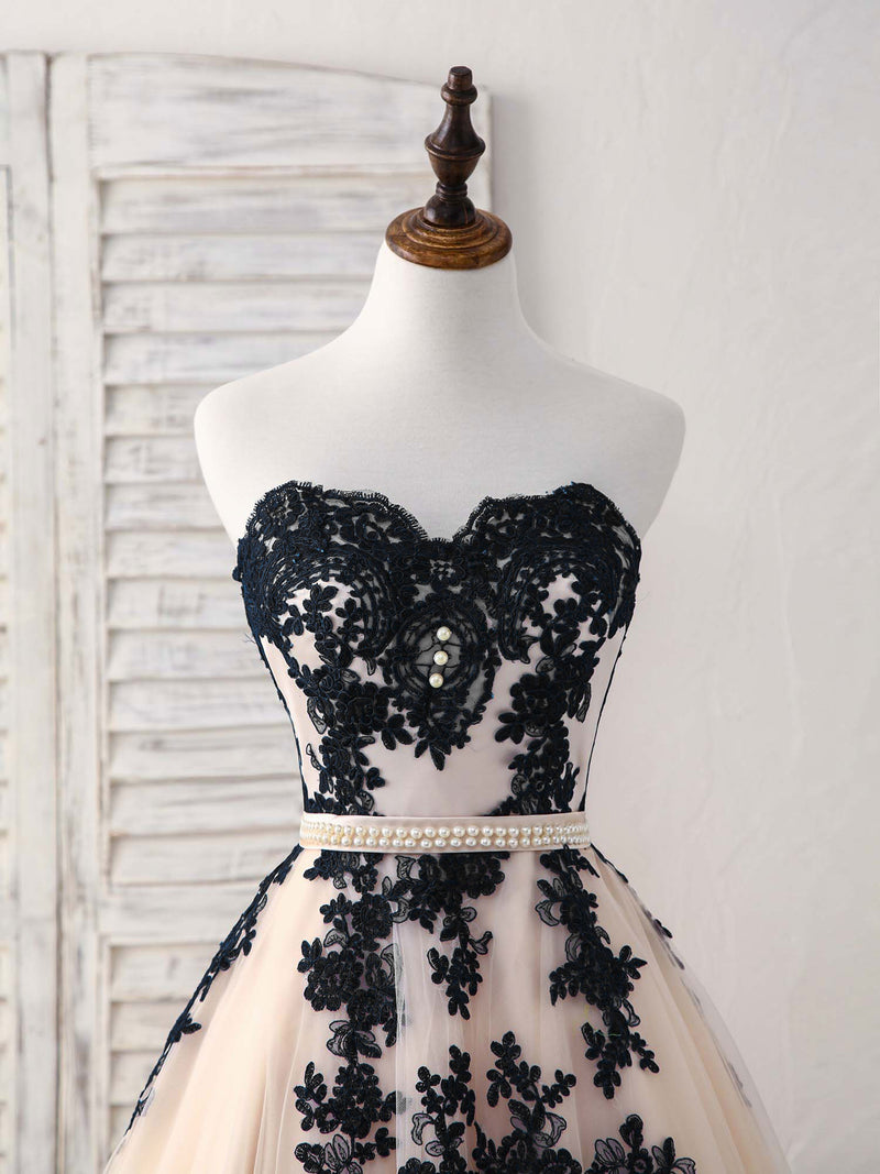 Black Tulle Lace Applique Long Prom Dress, Black Evening Dress US 2 / Custom Color Black Tulle Lace Applique Long Prom Dress, Black Evening Dress US 2 / Custom Color