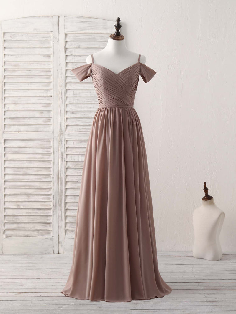 Simple V Neck Dark Champagne Chiffon Long Prom Dress, Bridesmaid Dress US 2 / Dark Champagne Simple V Neck Dark Champagne Chiffon Long Prom Dress, Bridesmaid Dress US 2 / Dark Champagne