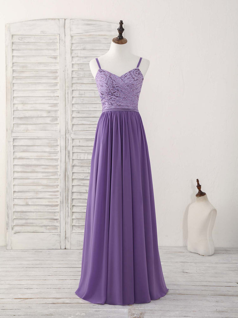 Purple Lace Chiffon Long Prom Dress Purple Bridesmaid Dress US 14 / Purple Purple Lace Chiffon Long Prom Dress Purple Bridesmaid Dress US 14 / Purple