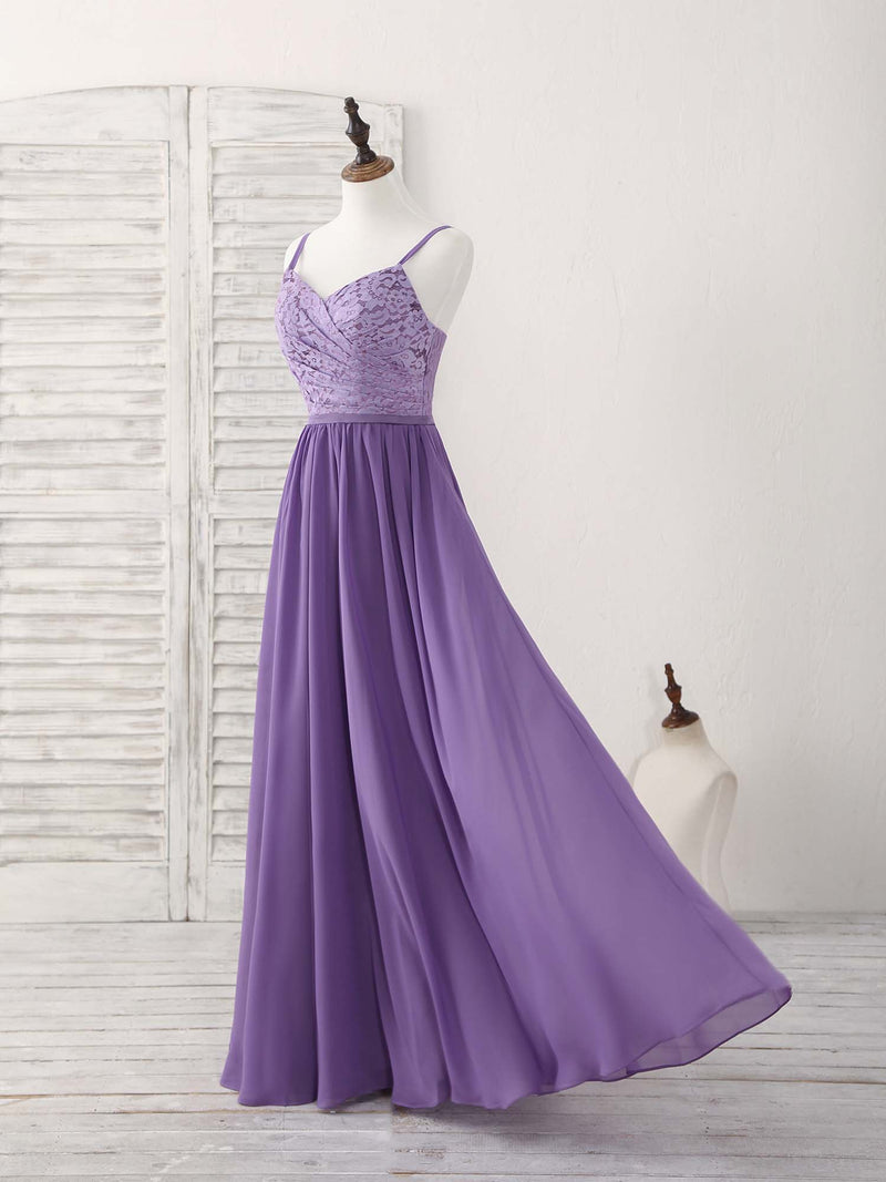 Purple Lace Chiffon Long Prom Dress Purple Bridesmaid Dress US 2 / Purple Purple Lace Chiffon Long Prom Dress Purple Bridesmaid Dress US 2 / Purple