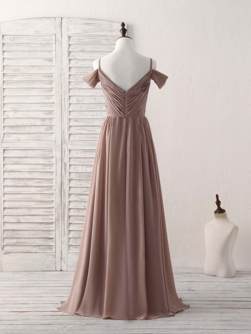 Simple V Neck Dark Champagne Chiffon Long Prom Dress, Bridesmaid Dress US 2 / Dark Champagne Simple V Neck Dark Champagne Chiffon Long Prom Dress, Bridesmaid Dress US 2 / Dark Champagne