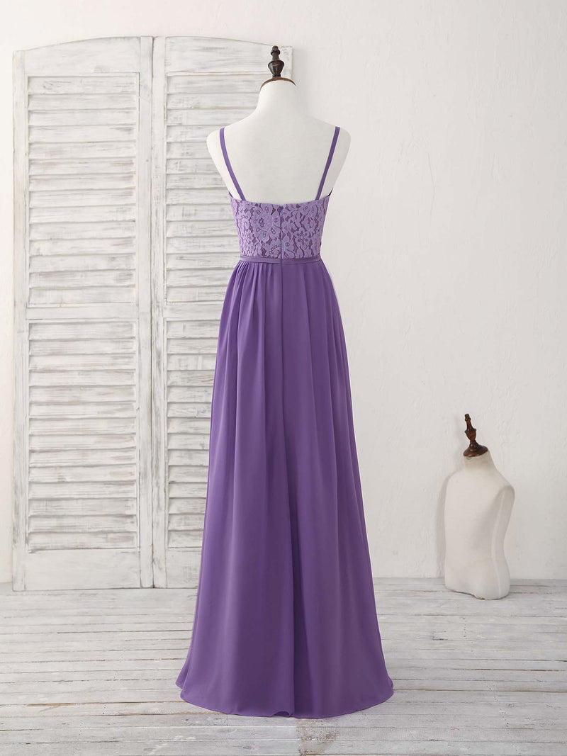 Purple Lace Chiffon Long Prom Dress Purple Bridesmaid Dress US 14 / Purple Purple Lace Chiffon Long Prom Dress Purple Bridesmaid Dress US 14 / Purple