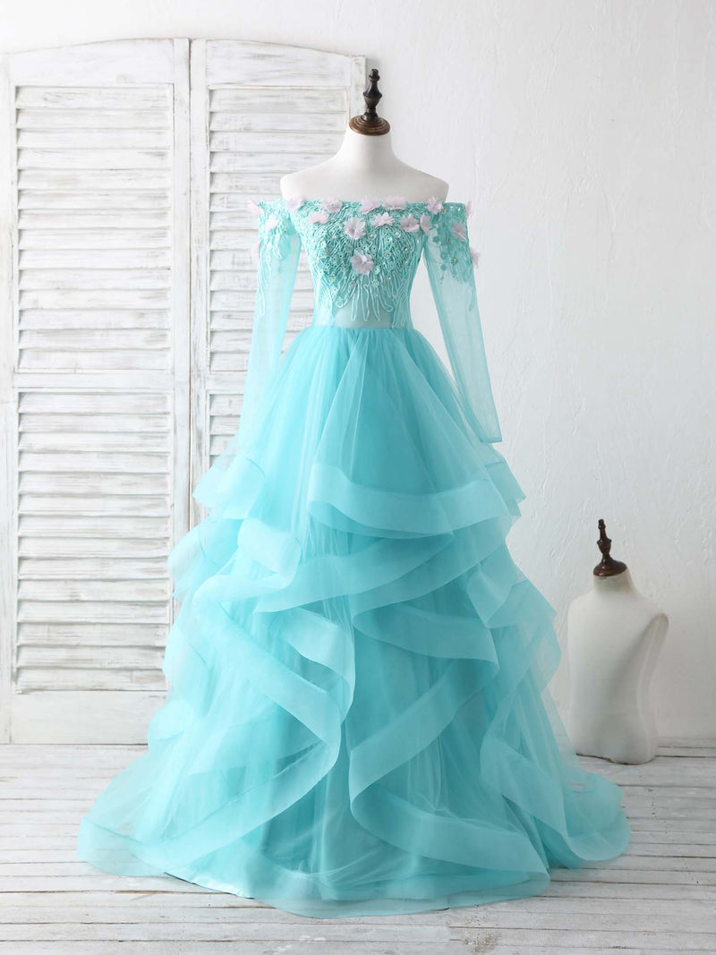 Green Tulle Lace Applique Long Prom Dress Green Graduation Dresses US 4 / Custom Color Green Tulle Lace Applique Long Prom Dress Green Graduation Dresses US 4 / Custom Color