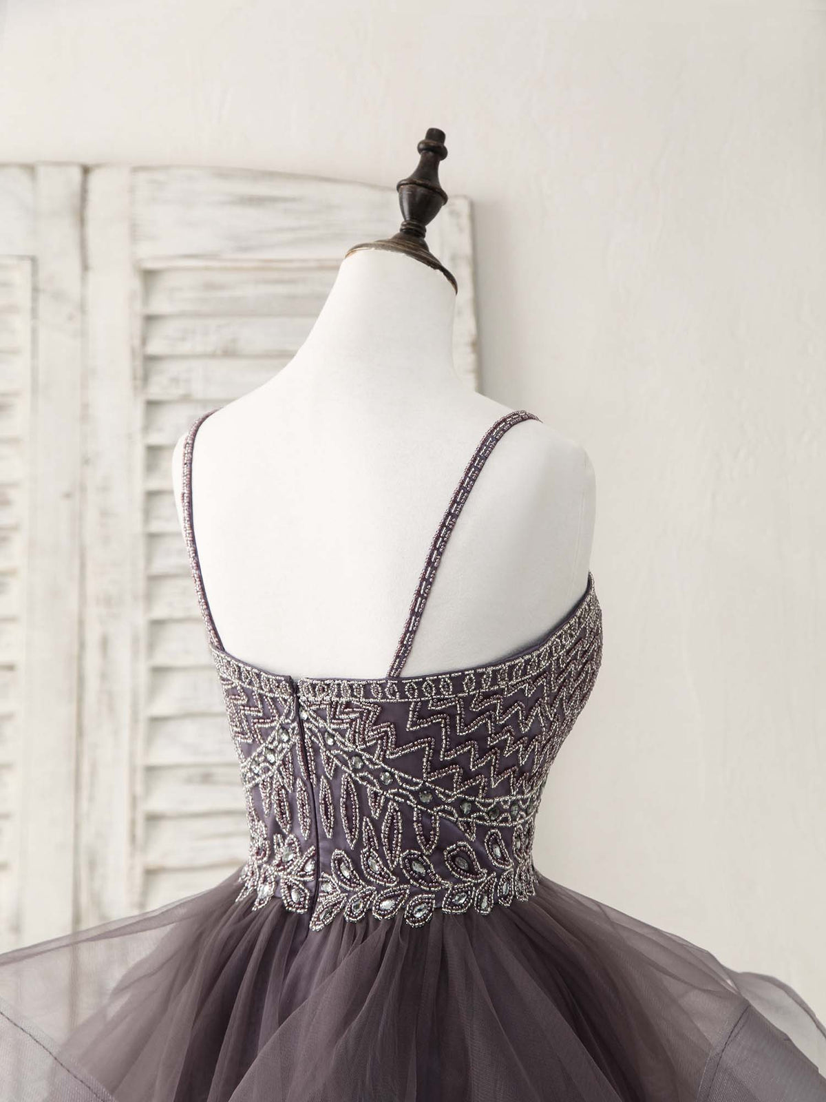 A-Line Sweetheart Tulle Beads Short Prom Dress Cute Homecoming Dress