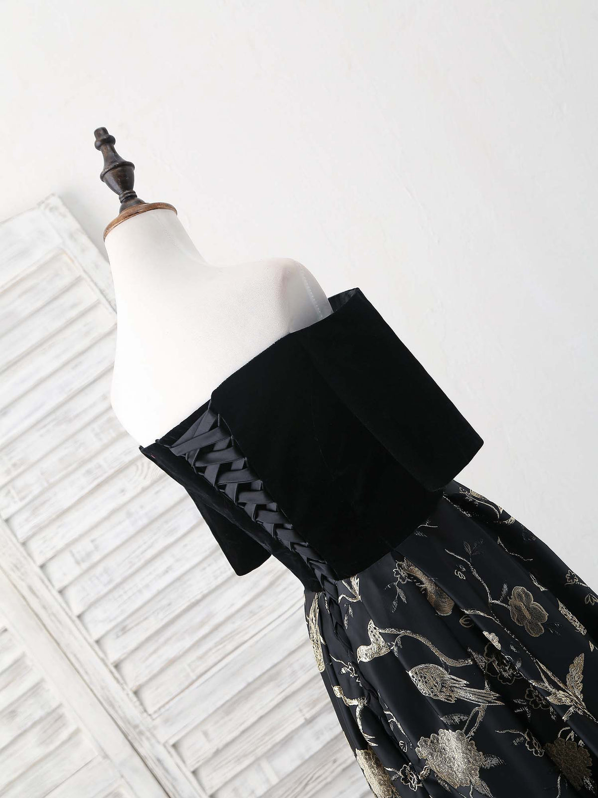 A-Line Black Satin Long Prom Dress, Black Evening Dress