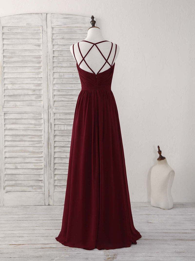 Simple Burgundy Chiffon Long Prom Dress, Burgundy Evening Dress Custom Size / Burgundy Simple Burgundy Chiffon Long Prom Dress, Burgundy Evening Dress Custom Size / Burgundy