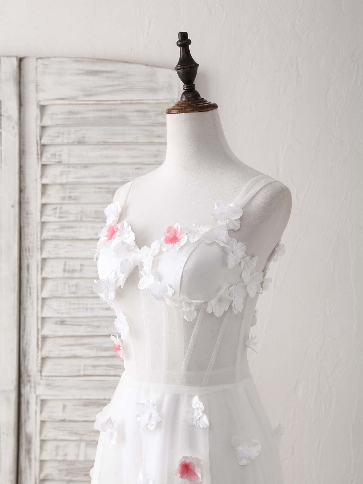 A-Line White Sweetheart Tulle Long Prom Dress White Evening Dress