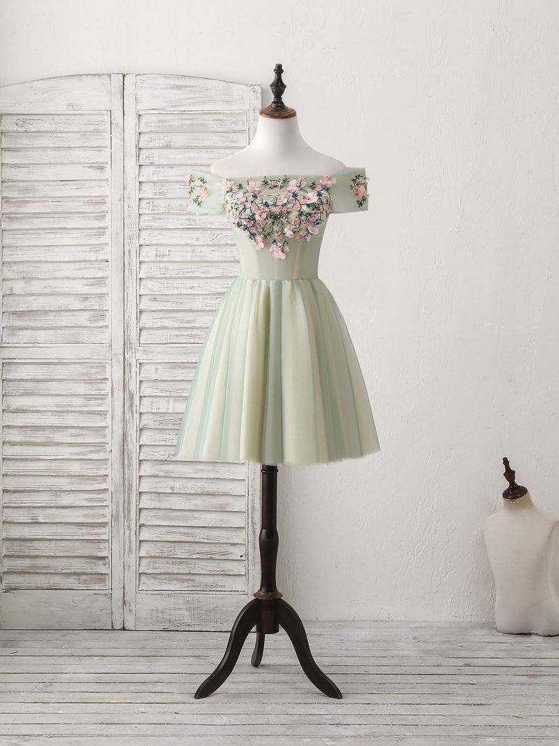 Green Tulle Lace Applique Short Prom Dress, Green Homecoming Dress shopluu Green Tulle Lace Applique Short Prom Dress, Green Homecoming Dress shopluu