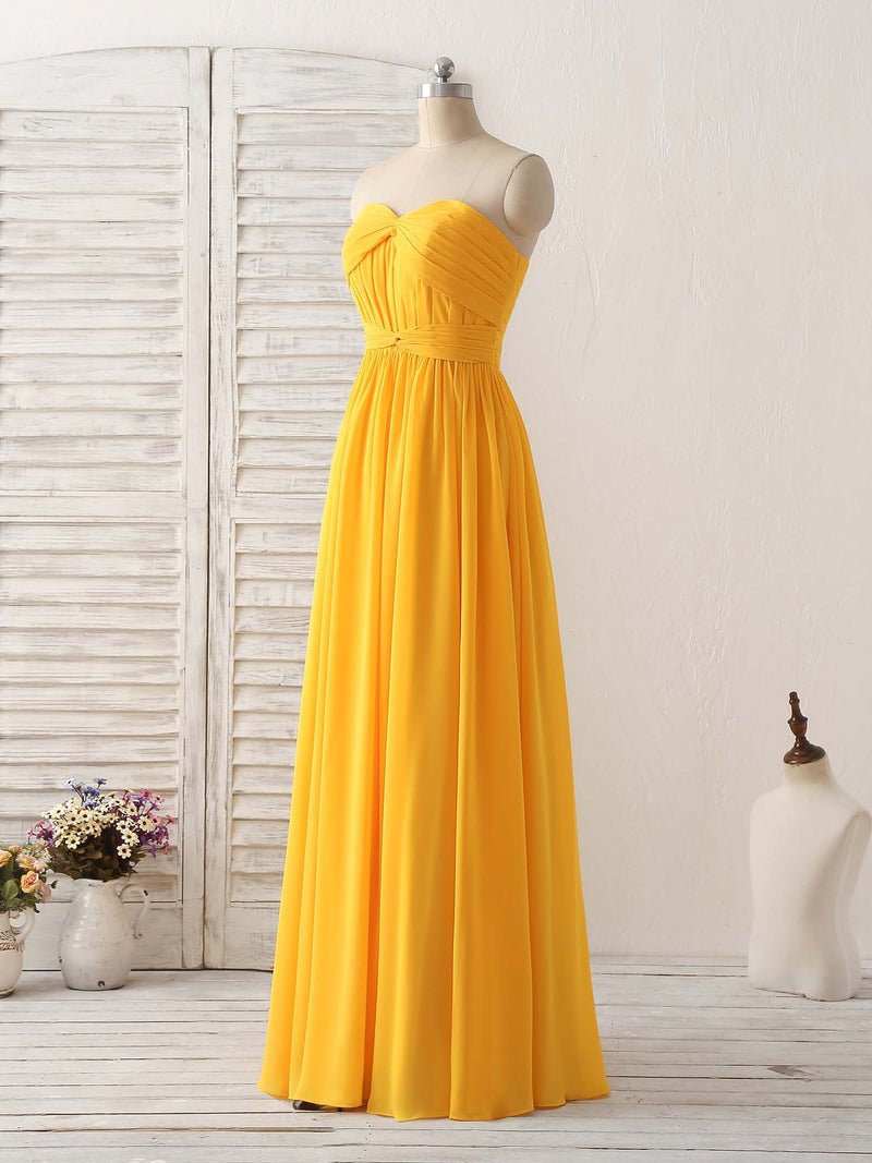 simple bridesmaid dresses Simple Chiffon Yellow Long Prom Dress Simple Bridesmaid Dress US 8 / Custom Color