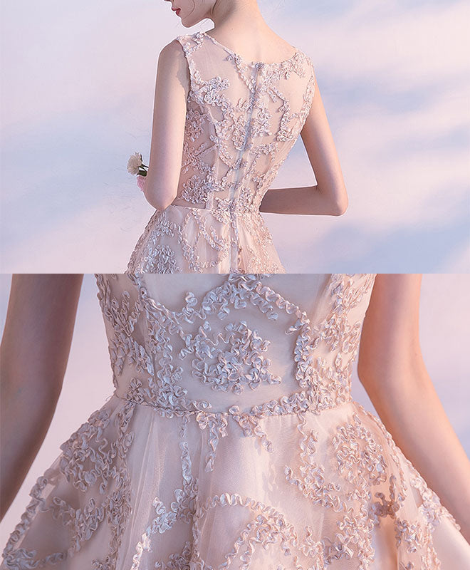 Champagne High Low Short Prom Dress, Cute Homecoming Dress