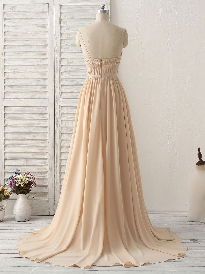 beige chiffon bridesmaid dresses Lemon Bridesmaid Dress Chiffon Floor-Length A-line