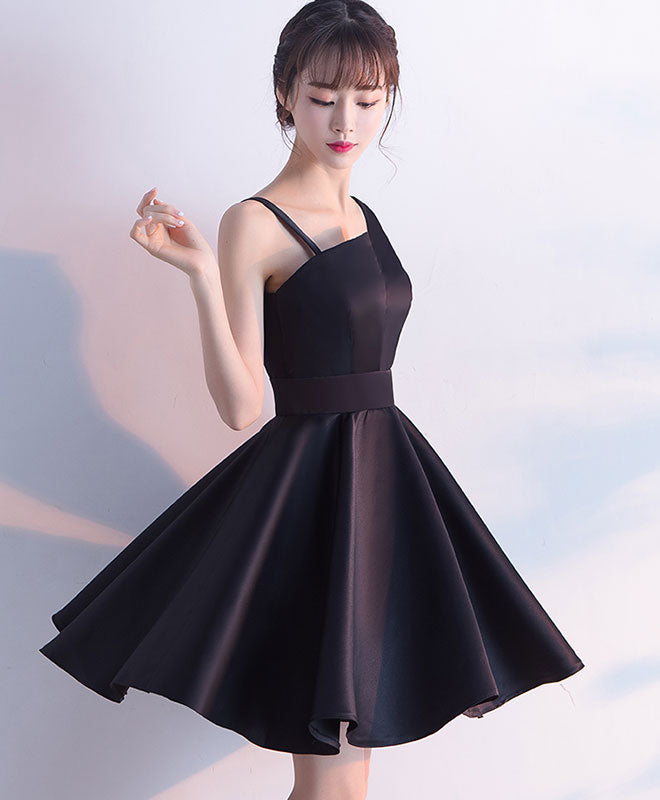 Simple Black Satin Short Prom Dress, Homecoming Dress US 2 / Black Simple Black Satin Short Prom Dress, Homecoming Dress US 2 / Black