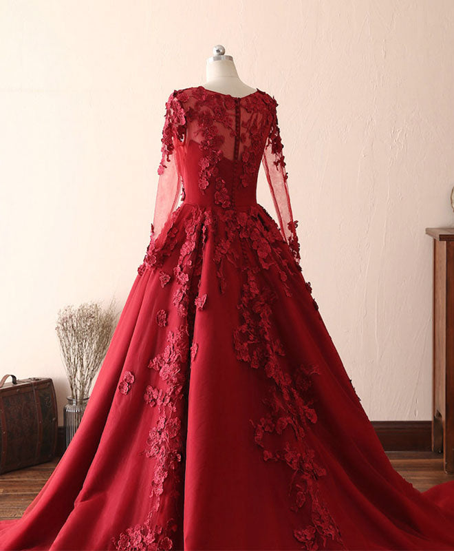 Burgundy Lace Satin Long Prom Dress, Burgundy Lace Evening Dress US 2 / Burgundy Burgundy Lace Satin Long Prom Dress, Burgundy Lace Evening Dress US 2 / Burgundy