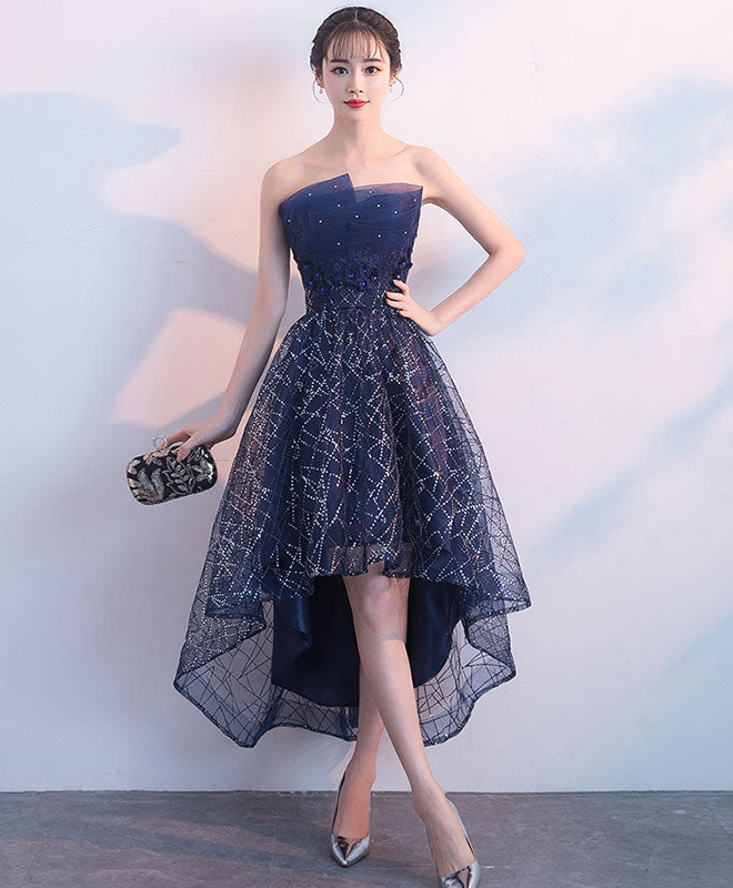Dark Blue Tulle Sequin High Low Prom Dress, Blue Evening Dress US 4 / Dark Blue Dark Blue Tulle Sequin High Low Prom Dress, Blue Evening Dress US 4 / Dark Blue