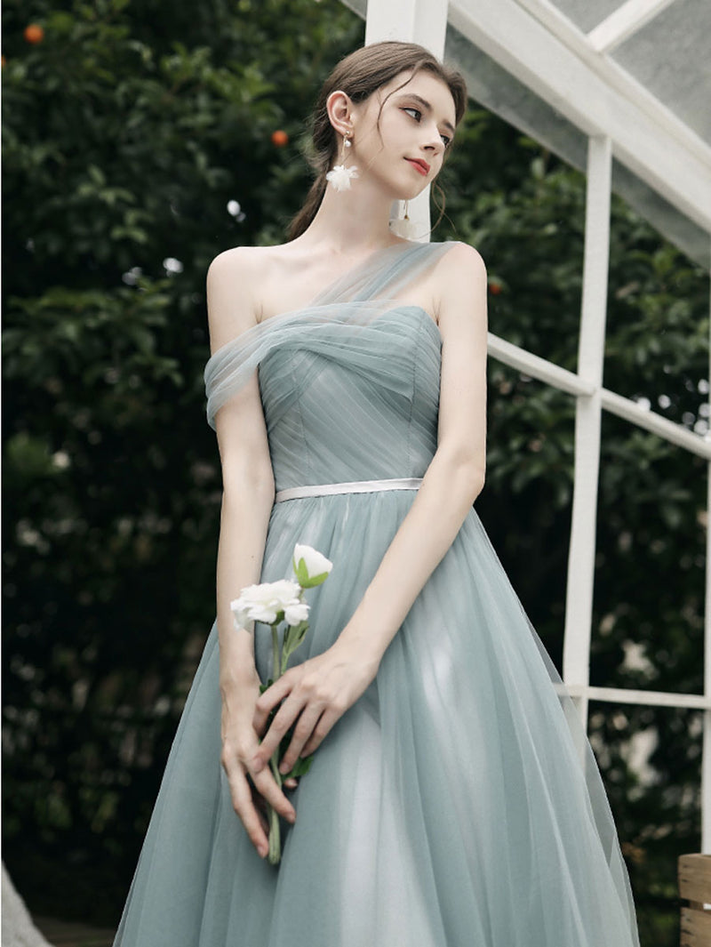 Simple A line Green Tulle Long Prom Dress, Green Tulle Bridesmaid Dresses US 8 / A / Green Simple A line Green Tulle Long Prom Dress, Green Tulle Bridesmaid Dresses US 8 / A / Green