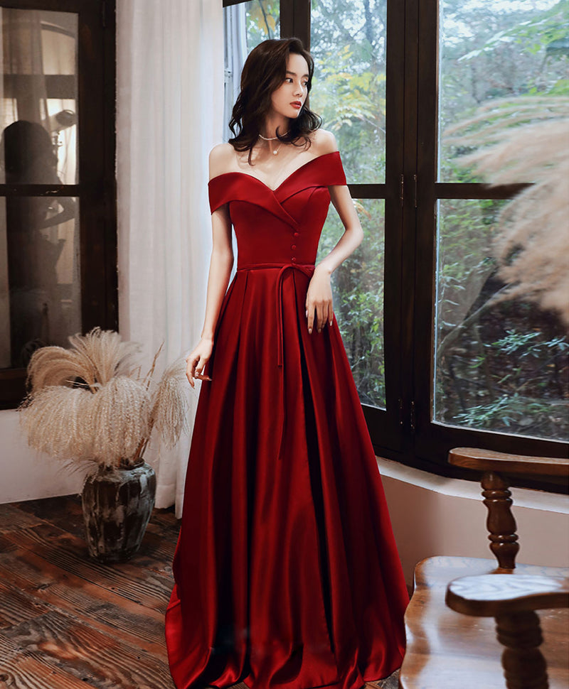 Simple V Neck Off Shoulder Satin Long Prom Dress Evening Dress Simple V Neck Off Shoulder Satin Long Prom Dress Evening Dress