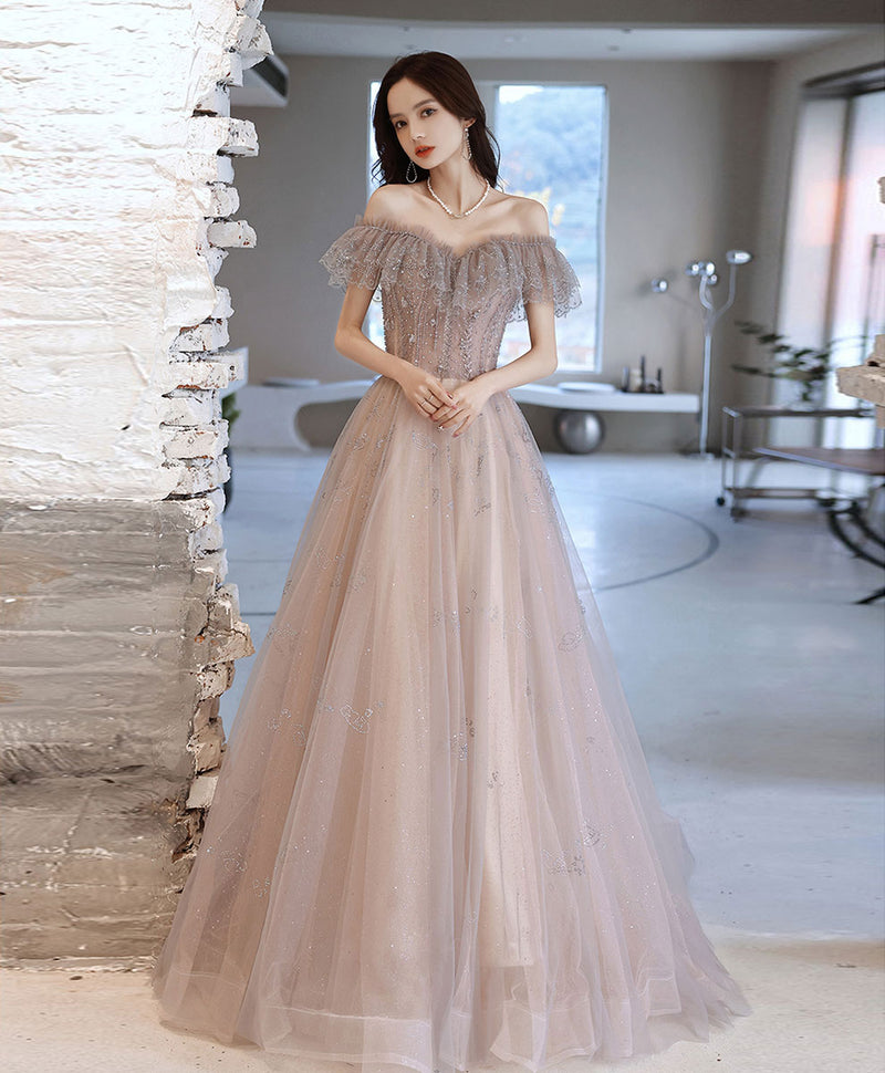 shopluu Unique Sweetheart Off Shoulder Lace Long Prom Dress, Tulle Formal Dresses US 10 / Black