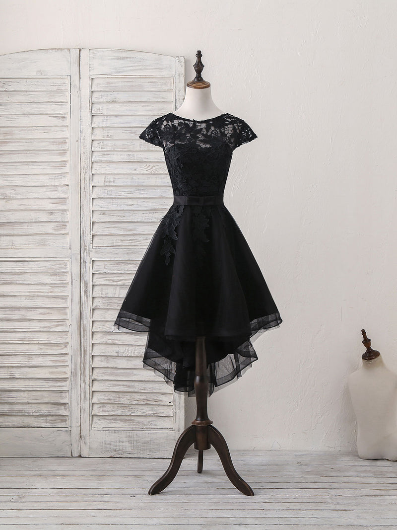 Black Round Neck Tulle Lace Applique Short Prom Dress, Black Homecoming Dress US 4 / Custom Color Black Round Neck Tulle Lace Applique Short Prom Dress, Black Homecoming Dress US 4 / Custom Color