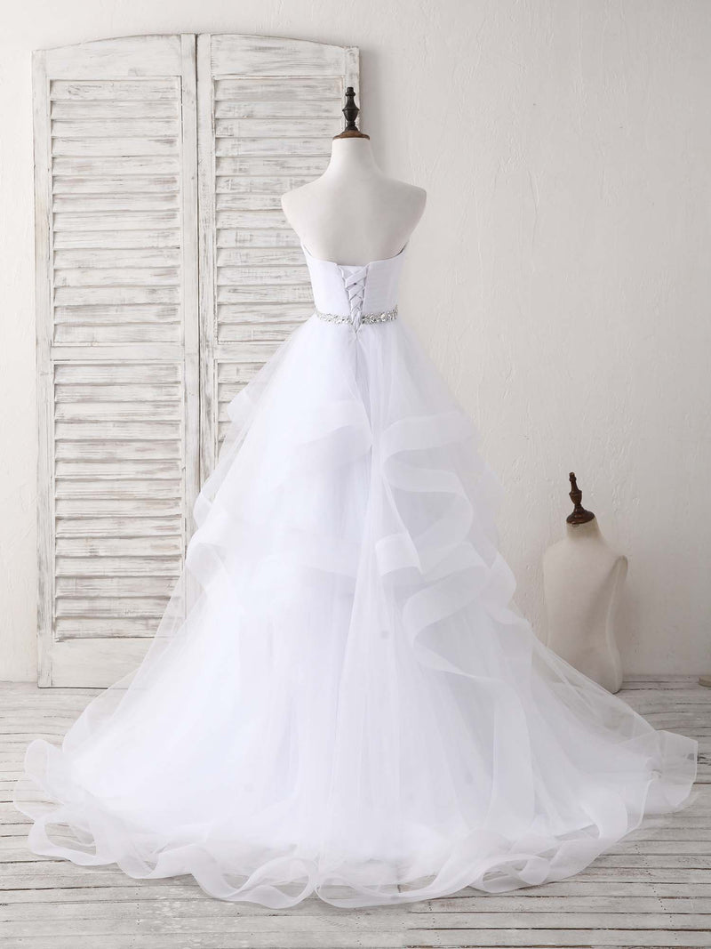 White Sweetheart Neck Tulle Long Prom Dress, White Formal Graduation Dress US 4 / Custom Color White Sweetheart Neck Tulle Long Prom Dress, White Formal Graduation Dress US 4 / Custom Color